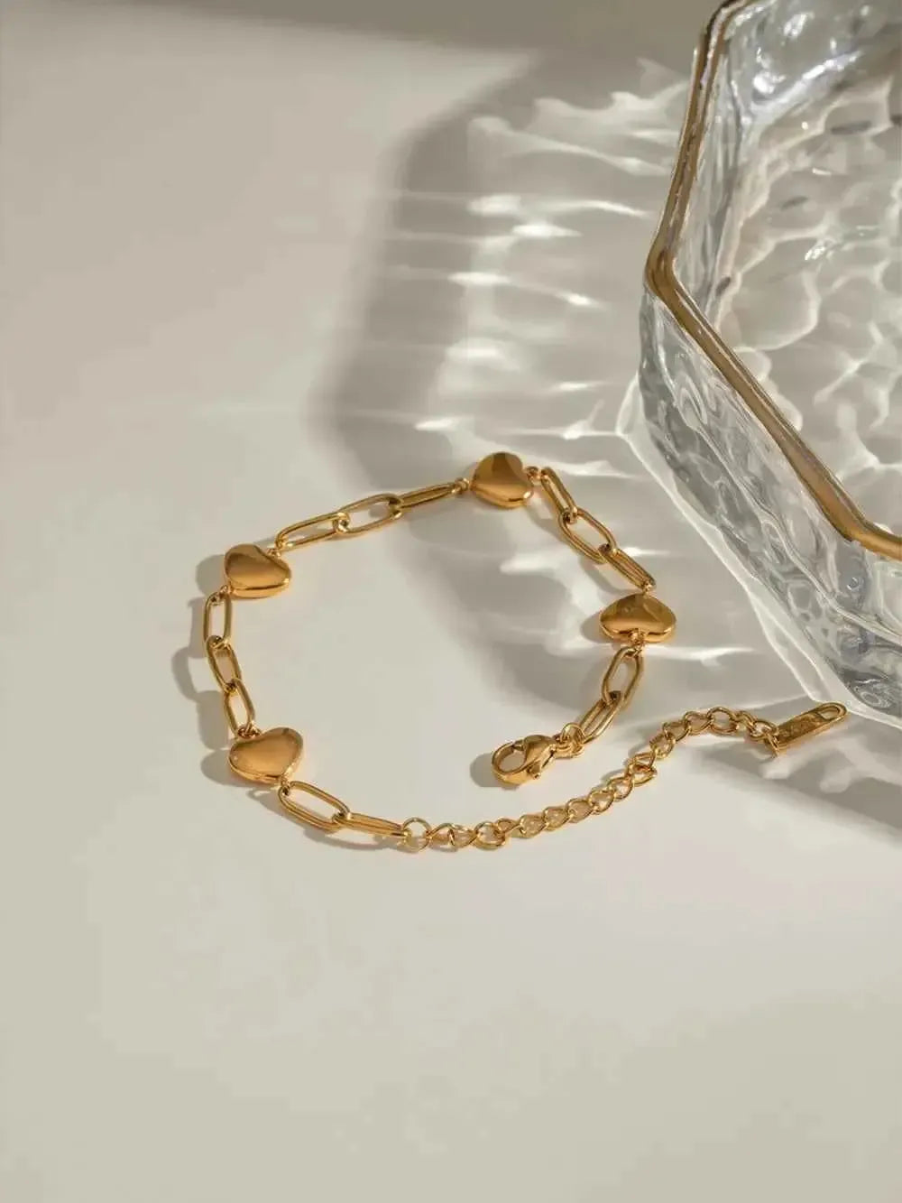 Heart Charm Gold Link Bracelet