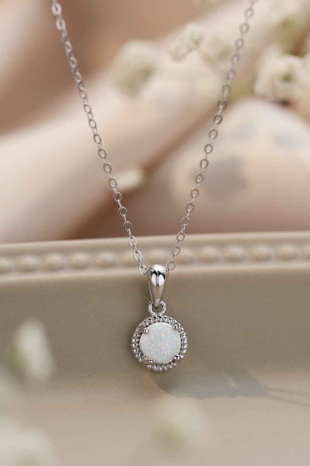 Opal Round Sterling Silver Necklace