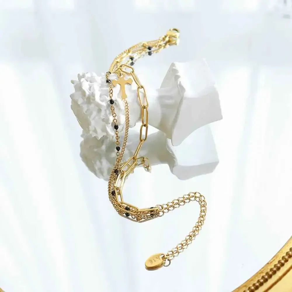 Modern Three-Strand Metal Bracelet