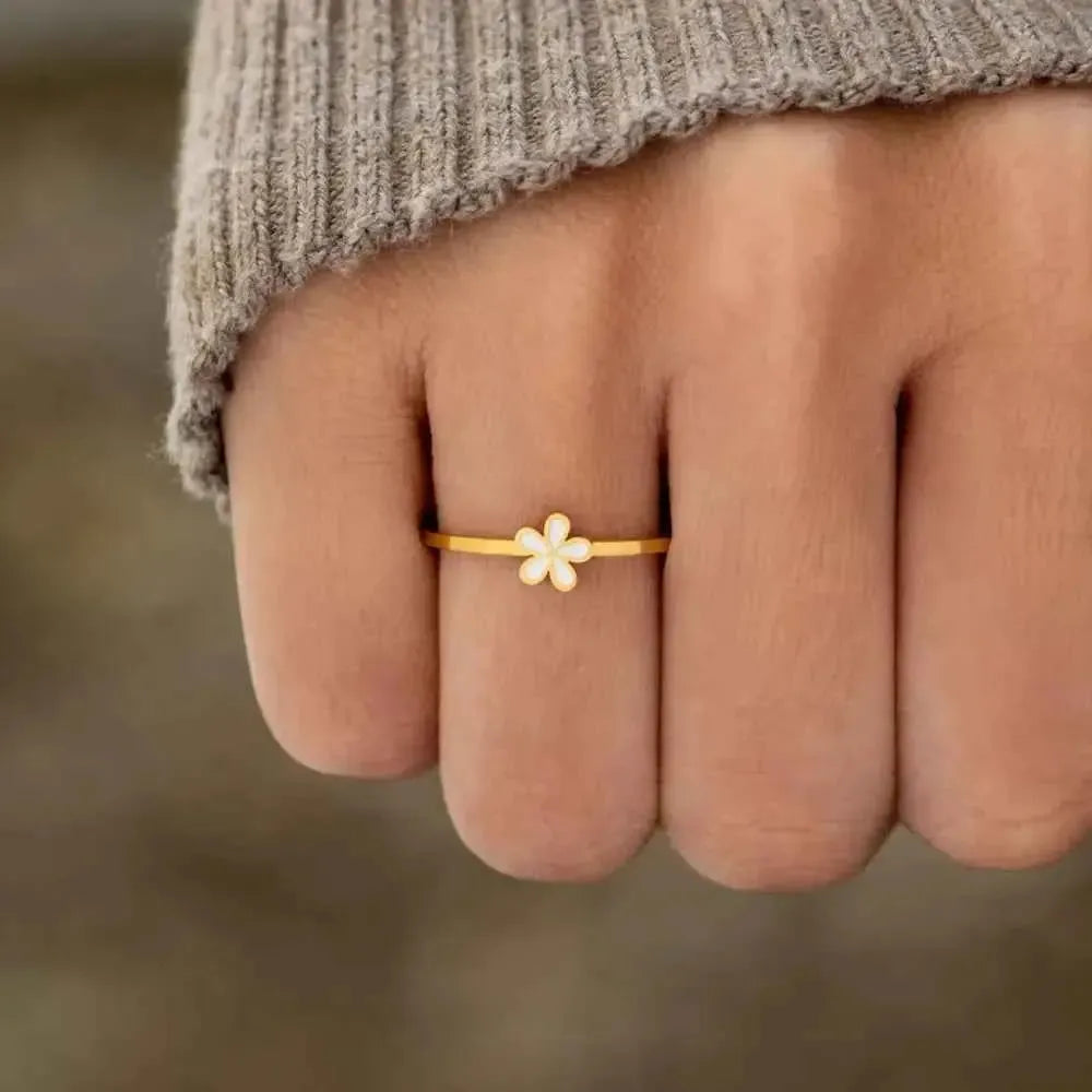 Enamel Flower Ring – 925 Sterling Silver
