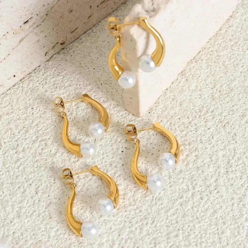 Unique Design Pearl Accent Earrings