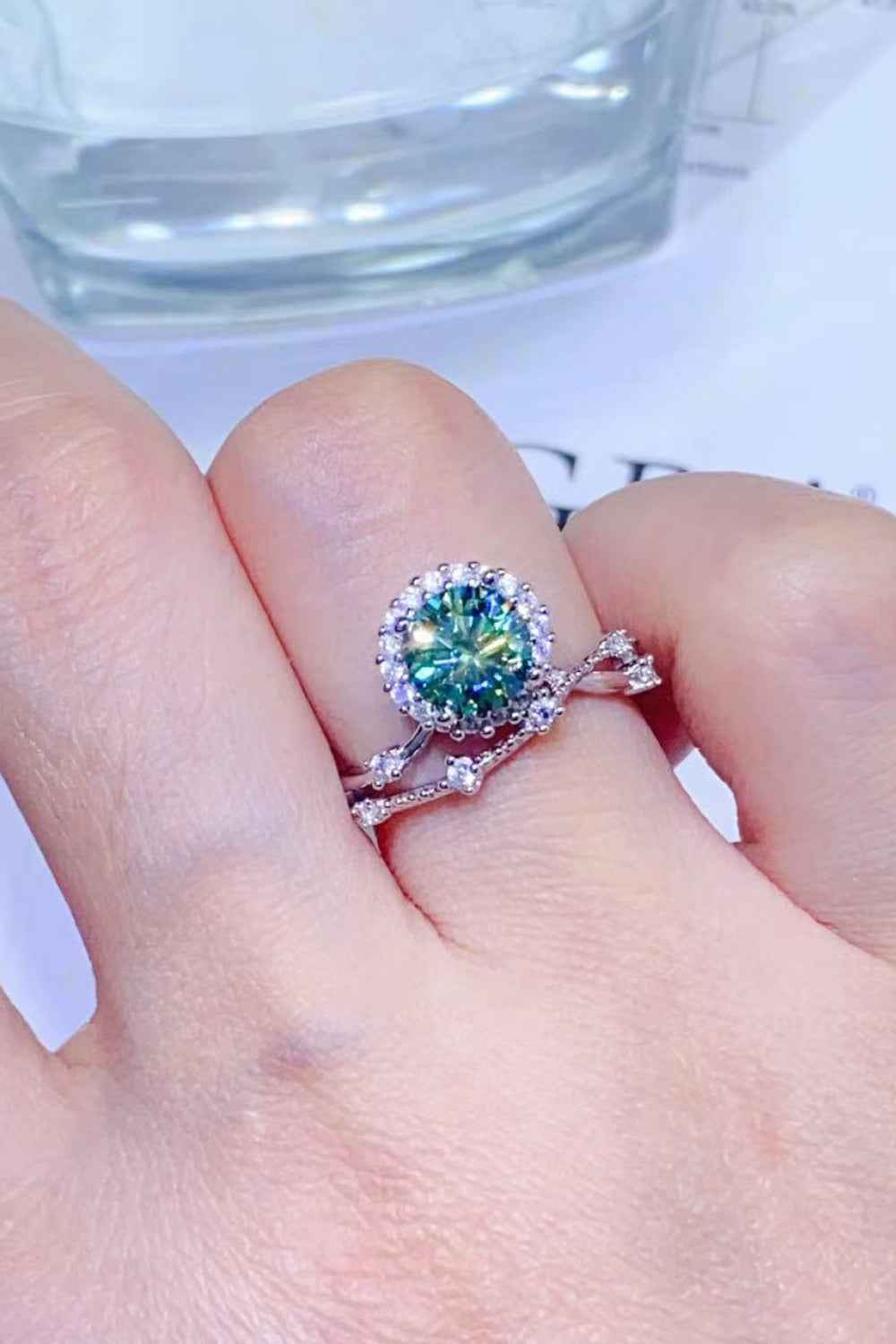 Platinum-Plated Elegant Moissanite Ring