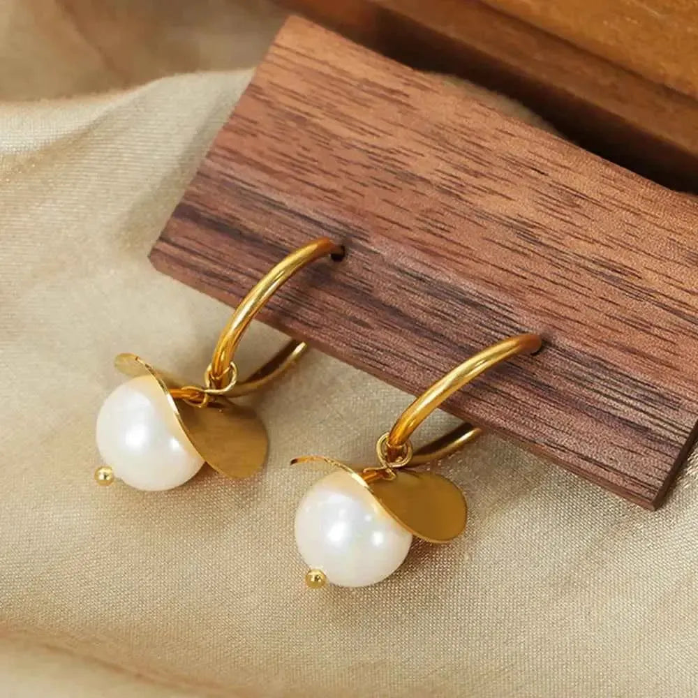 18K Gold-Plated Bead Drop Earrings