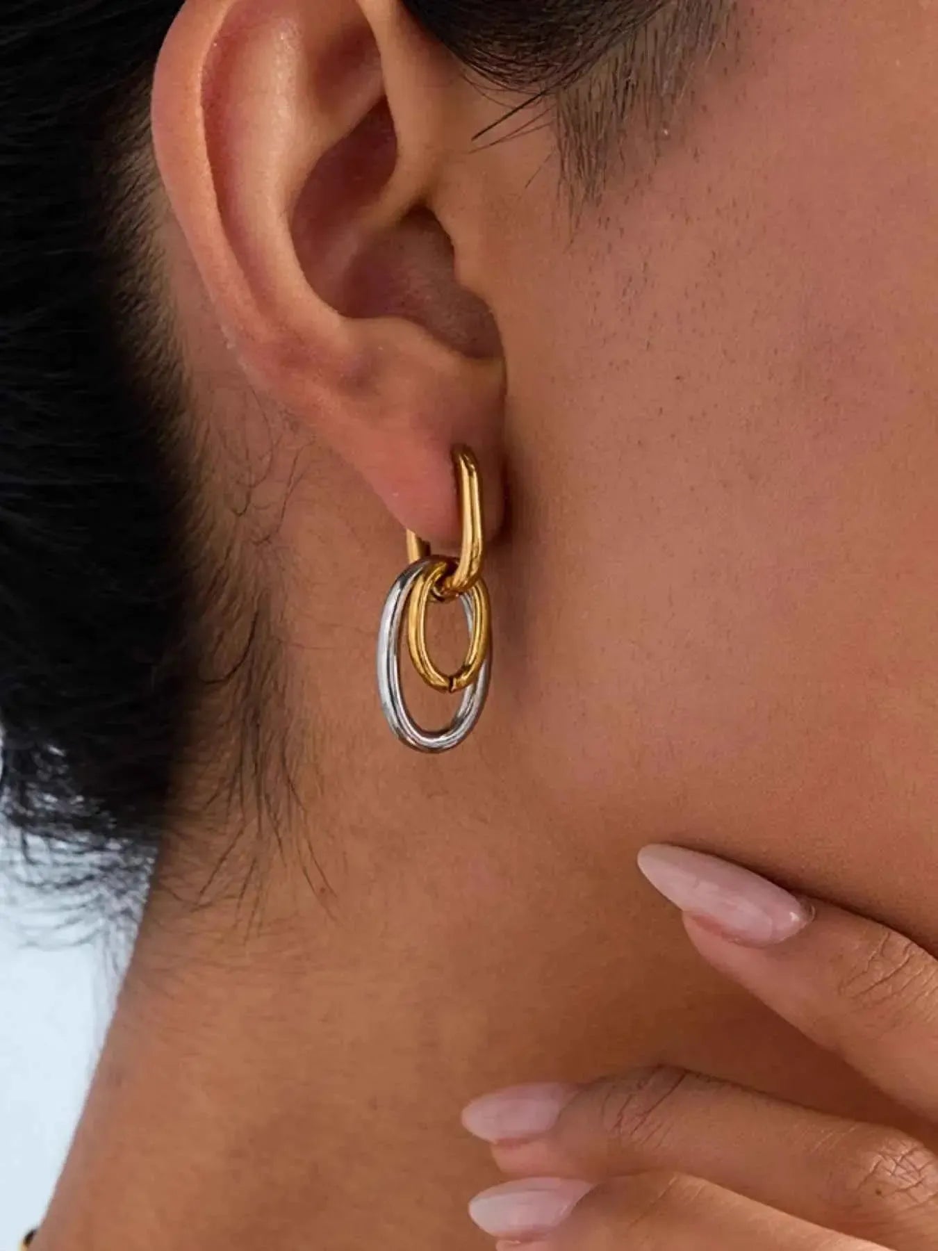 Modern Mixed-Metal Hoop Earrings