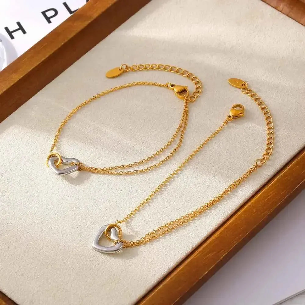 Romantic Heart Link Chain Bracelet