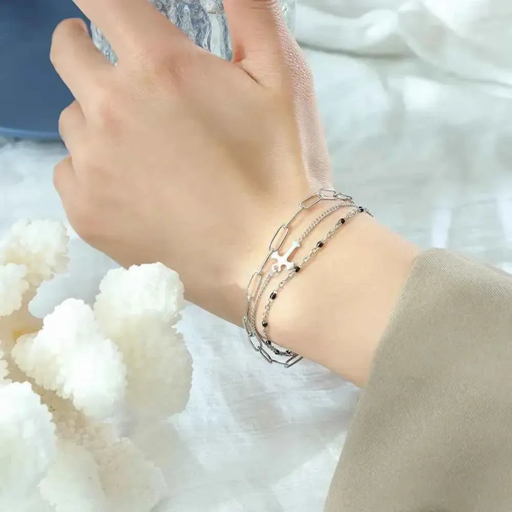 Modern Three-Strand Metal Bracelet