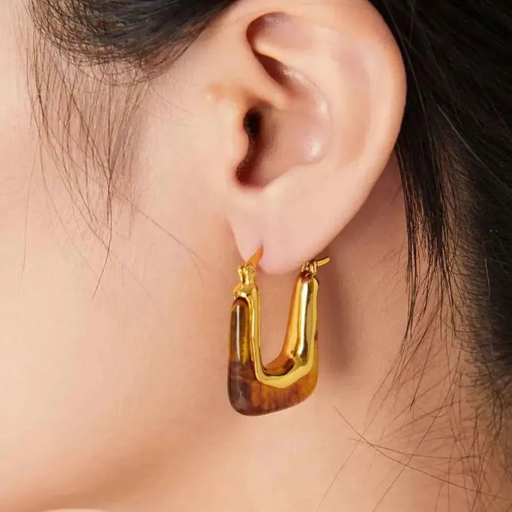 Modern U-Shaped Resin Earrings