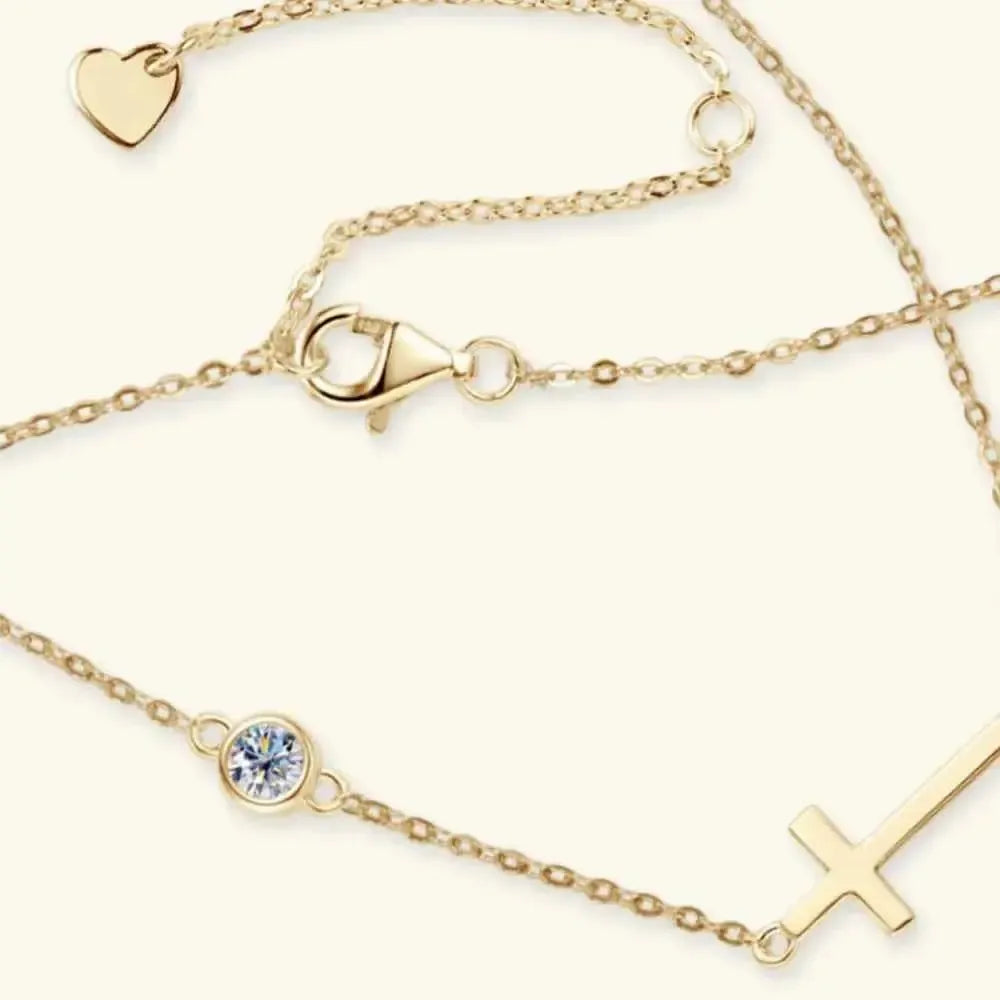 Elegant 925 Silver Moissanite Cross Pendant