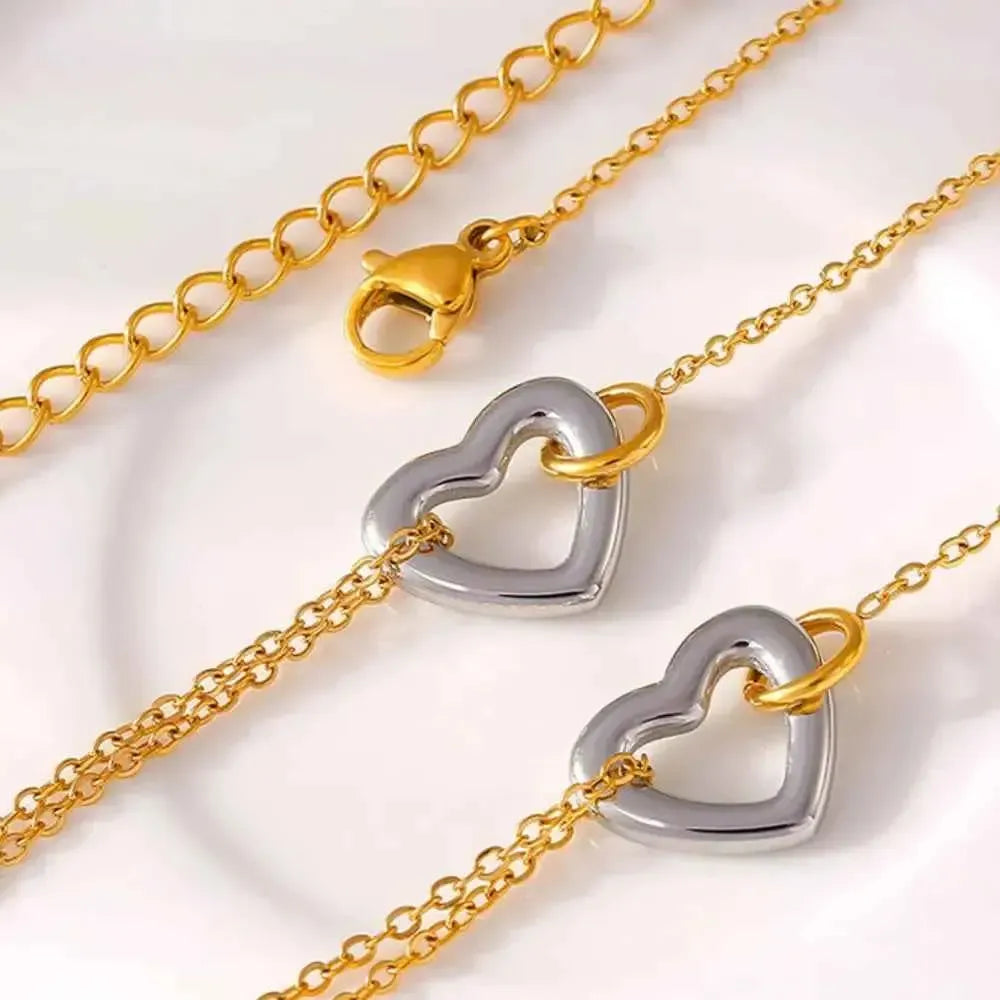 Romantic Heart Link Chain Bracelet