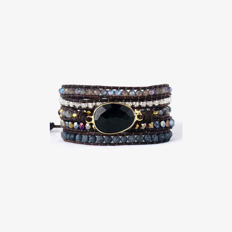 Earth-Tone Agate Bead Bracelet