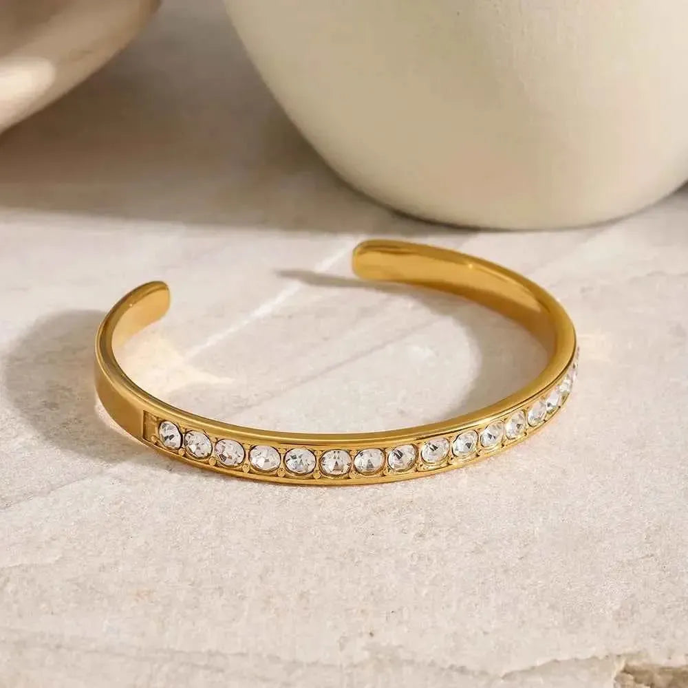Lightweight Gold Zircon Chain Bracelet
