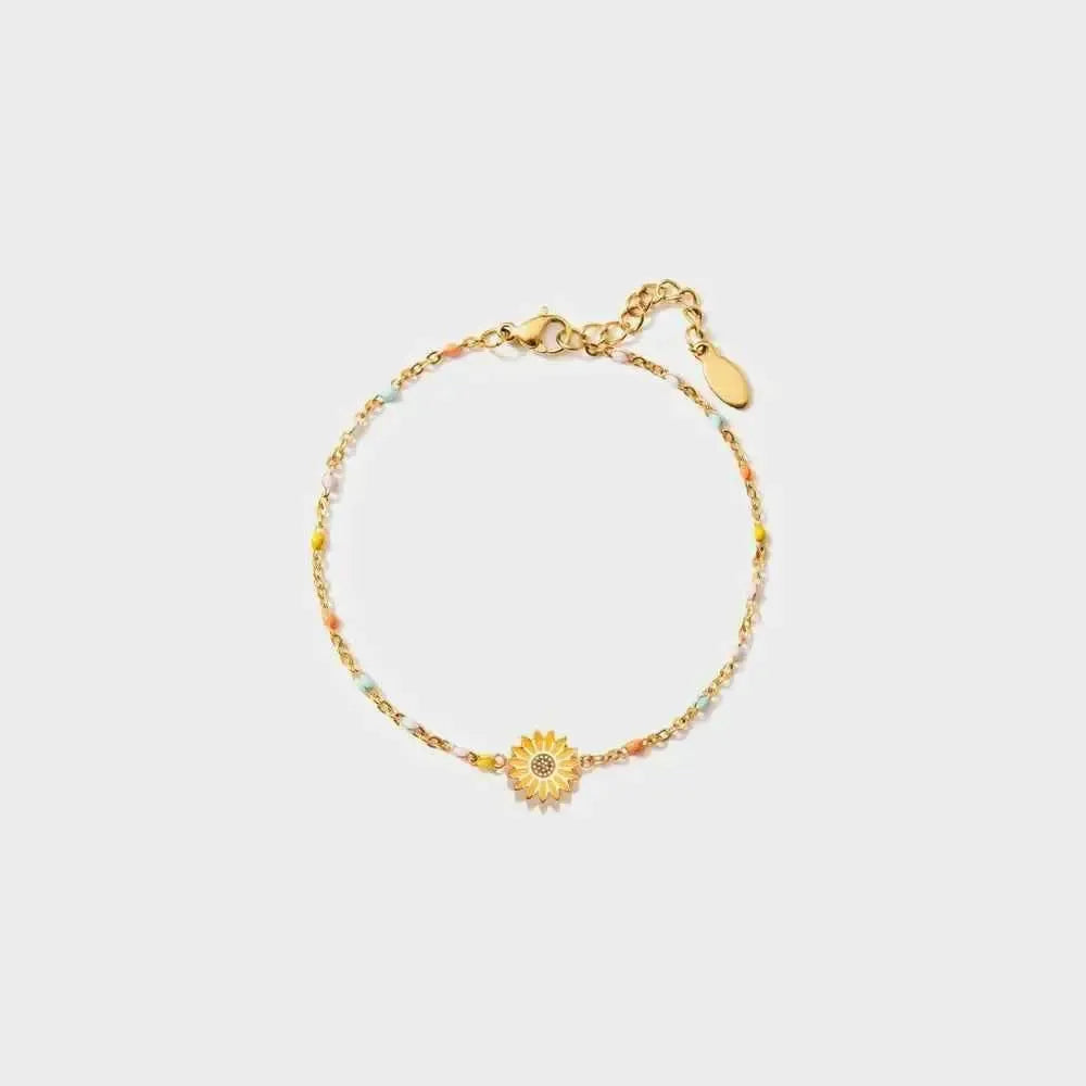 Sunflower Gold-Bead Flower Bracelet