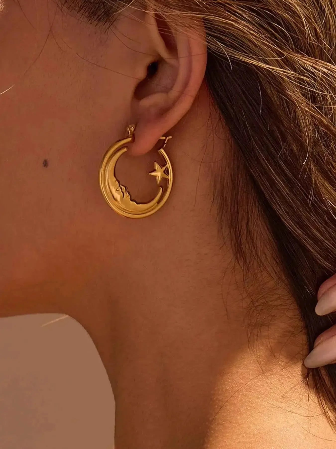 Celestial Moon & Star Hoop Earrings