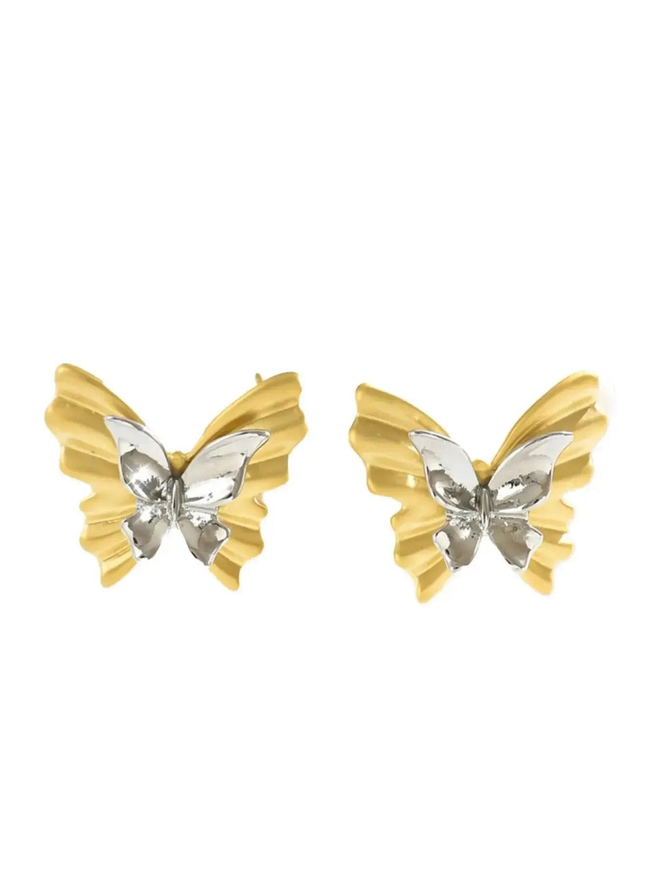 Two‑Tone Butterfly Stainless Earrings