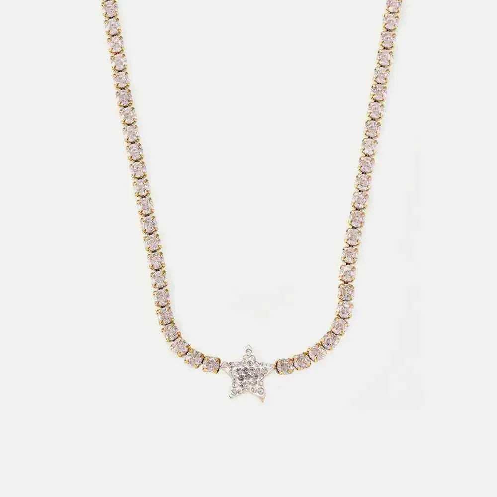 Titanium Star Necklace with Zircon
