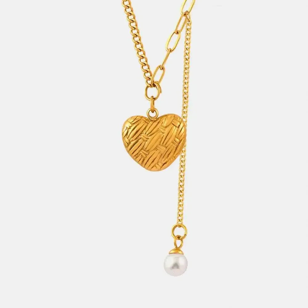 Gold-Plated Pearl Heart Pendant