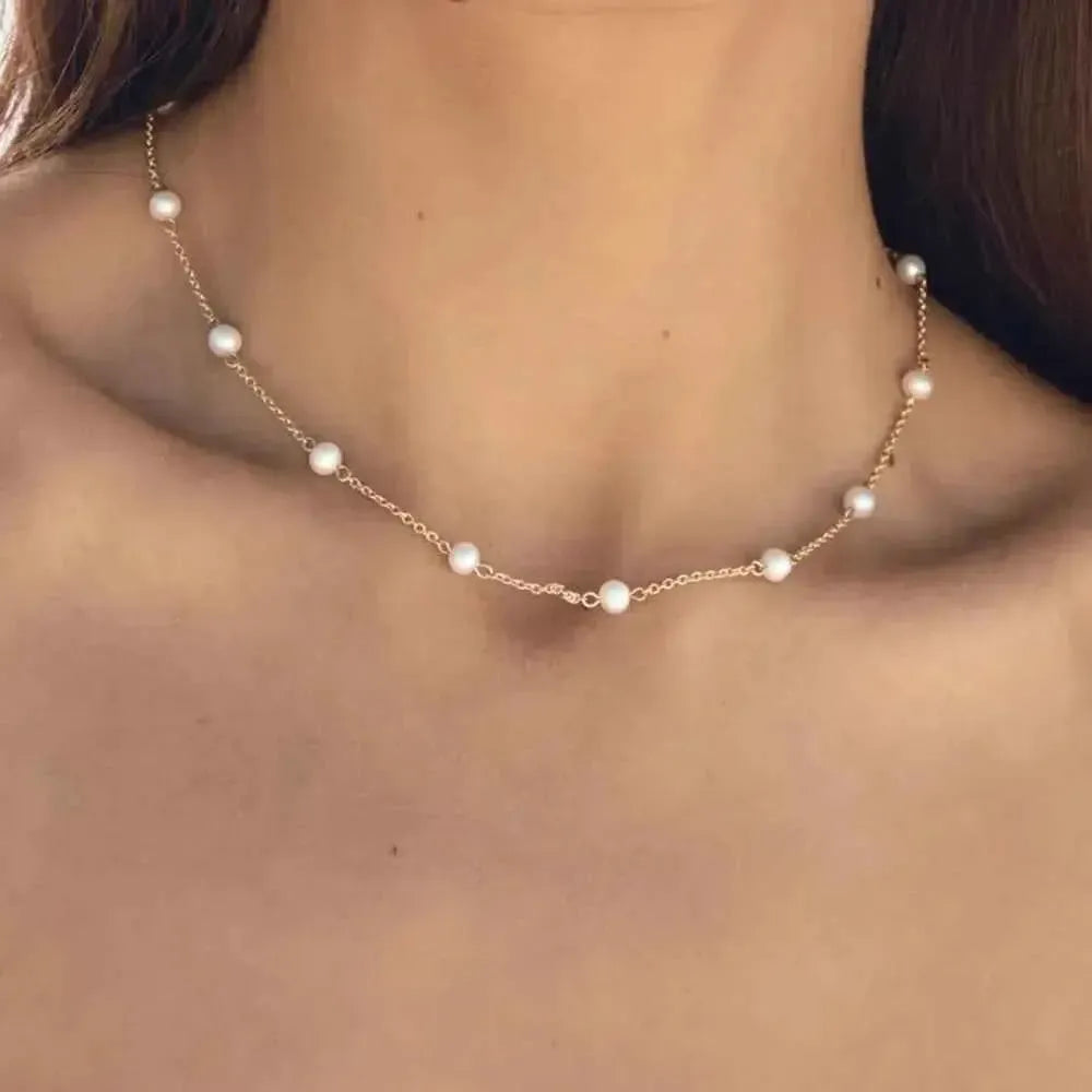Gold‑Plated Freshwater Pearl Necklace