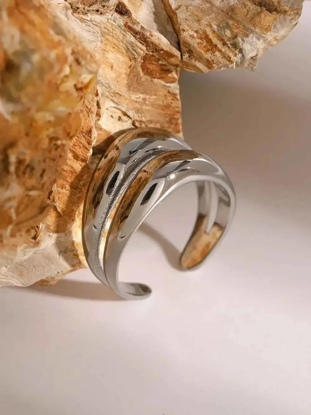 Stainless Steel Ring – Modern Layered Style
