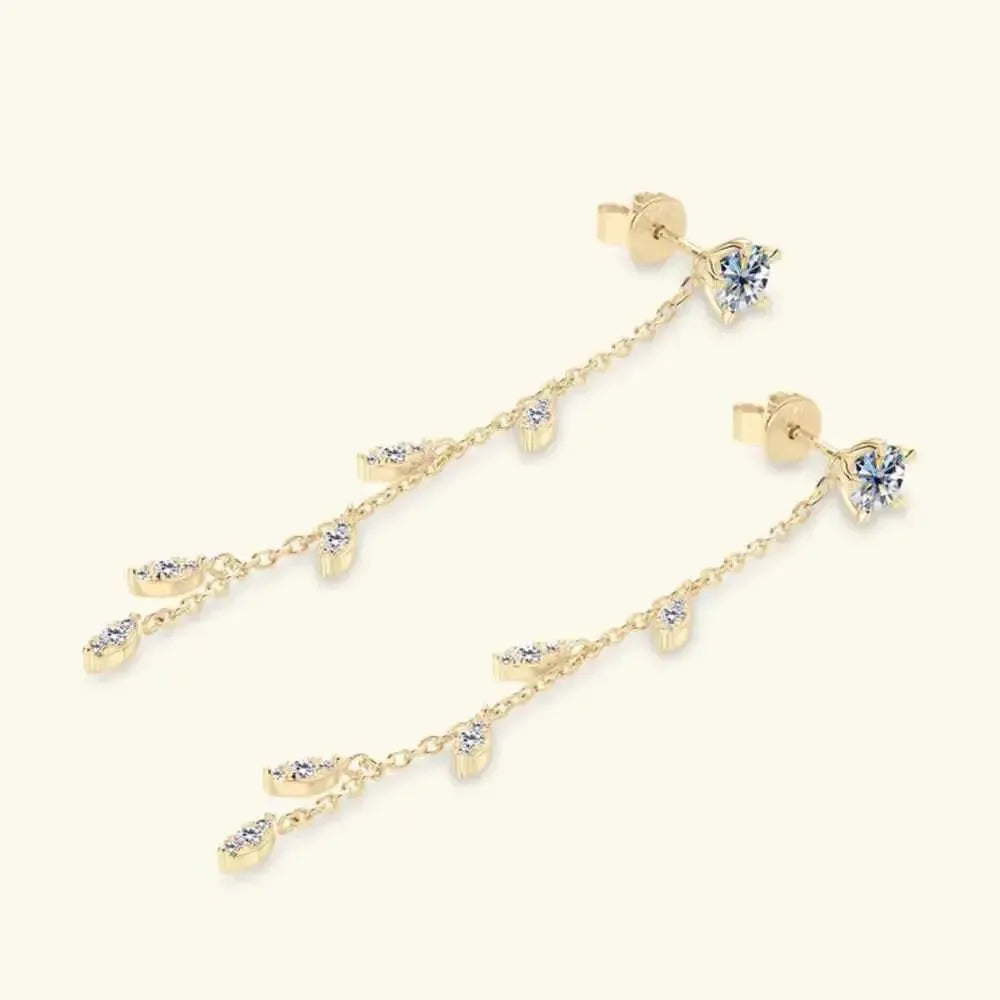 1.38ct Moissanite Silver Leaf Earrings
