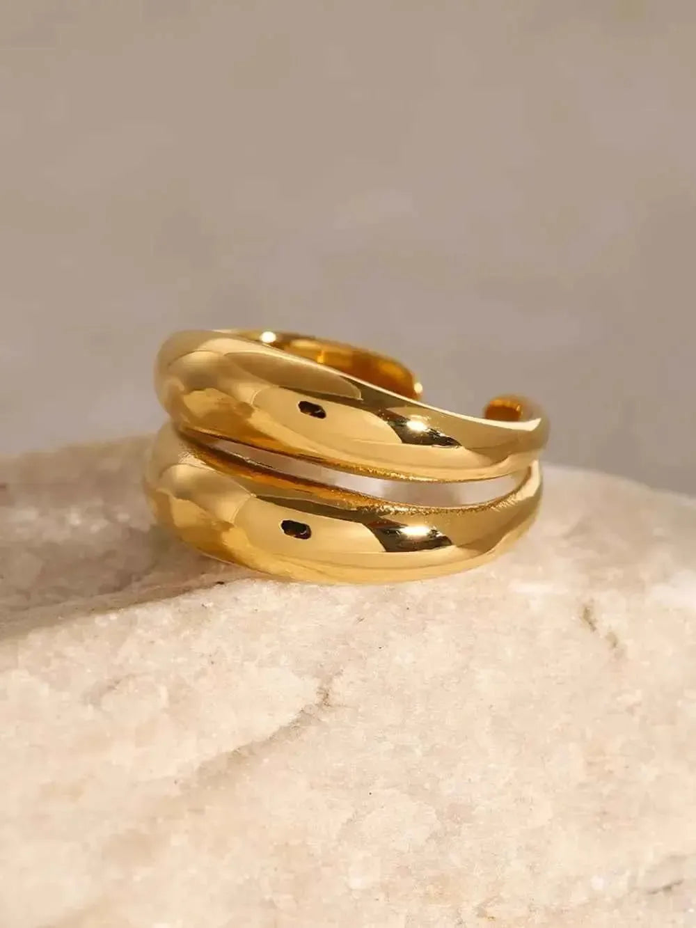 Stainless Steel Ring – Modern Layered Style