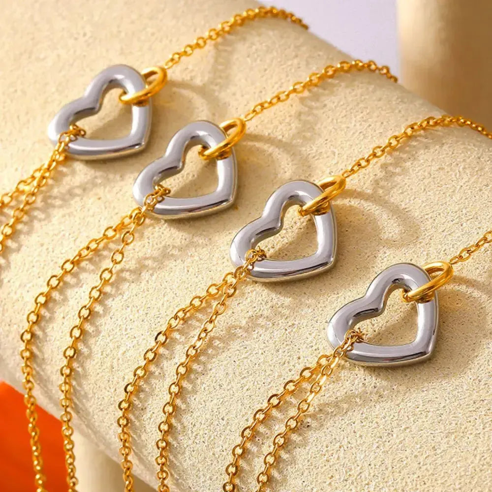 Romantic Heart Link Chain Bracelet