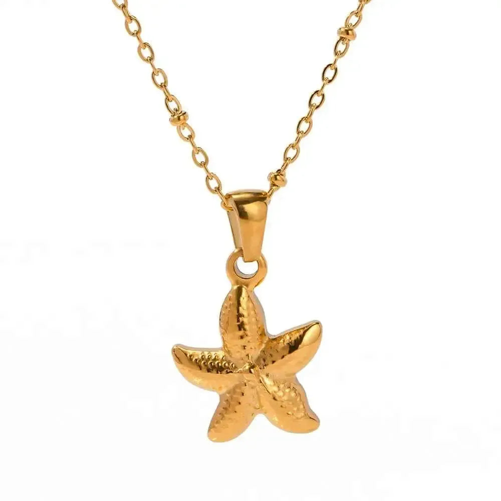 Golden Starfish Pendant Necklace