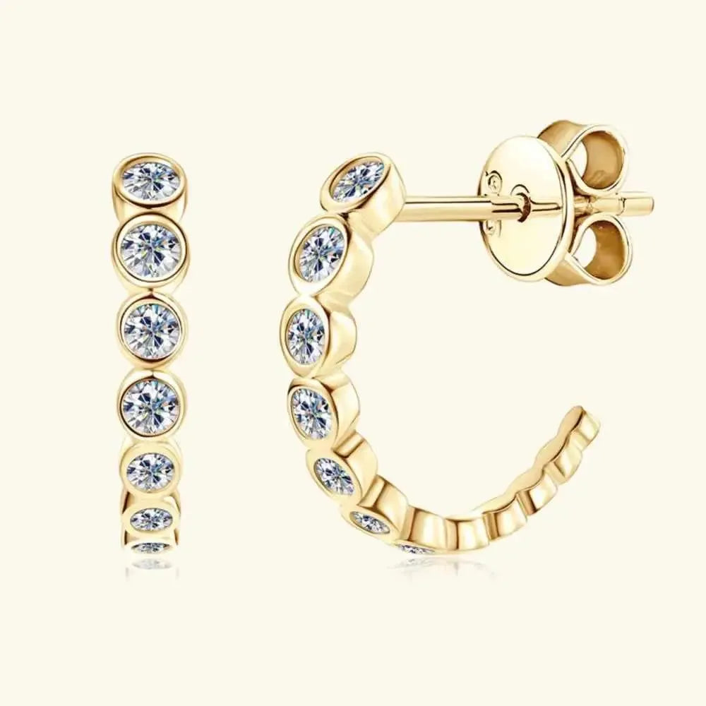 Luxe Sterling Silver C-Hoop Studs