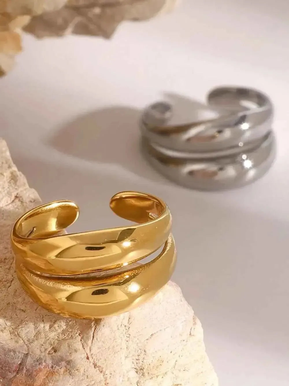 Stainless Steel Ring – Modern Layered Style