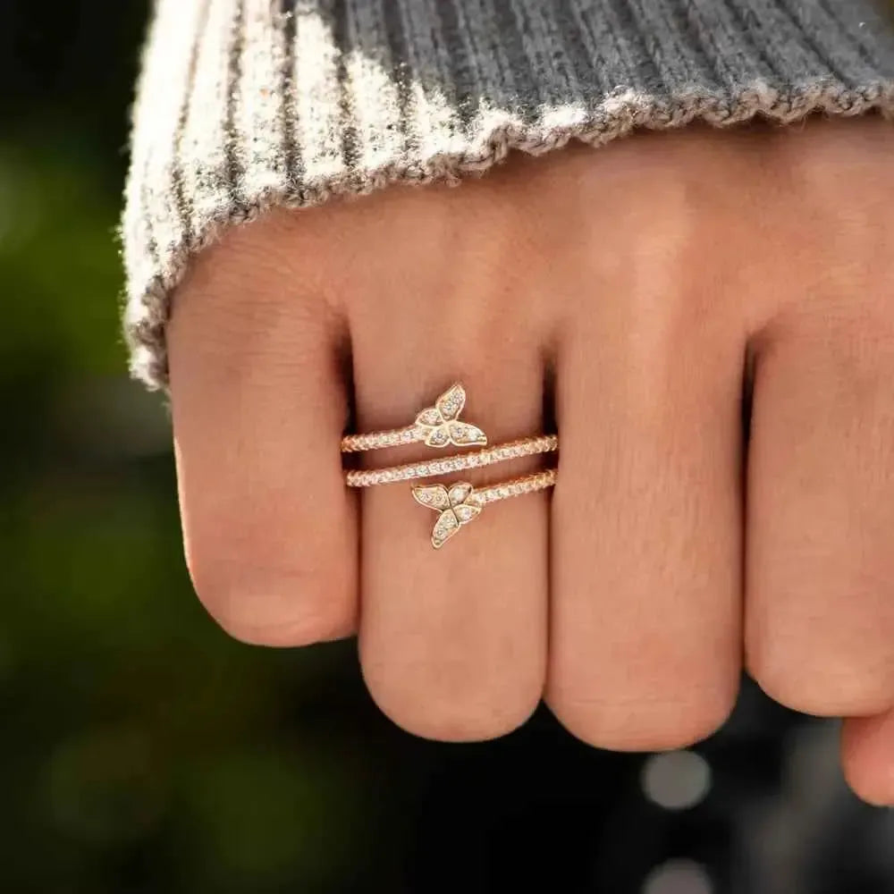Butterfly Ring – 925 Silver Zircon Sparkle