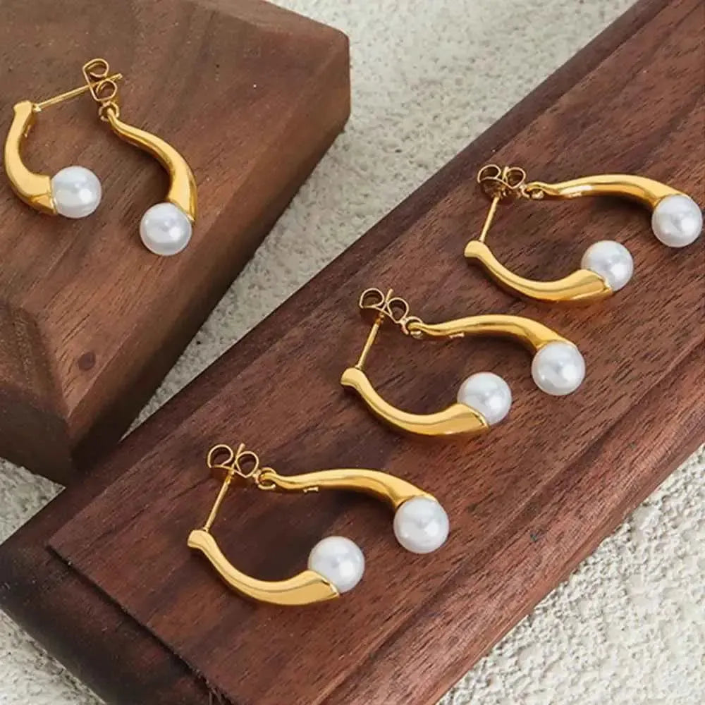 Unique Design Pearl Accent Earrings