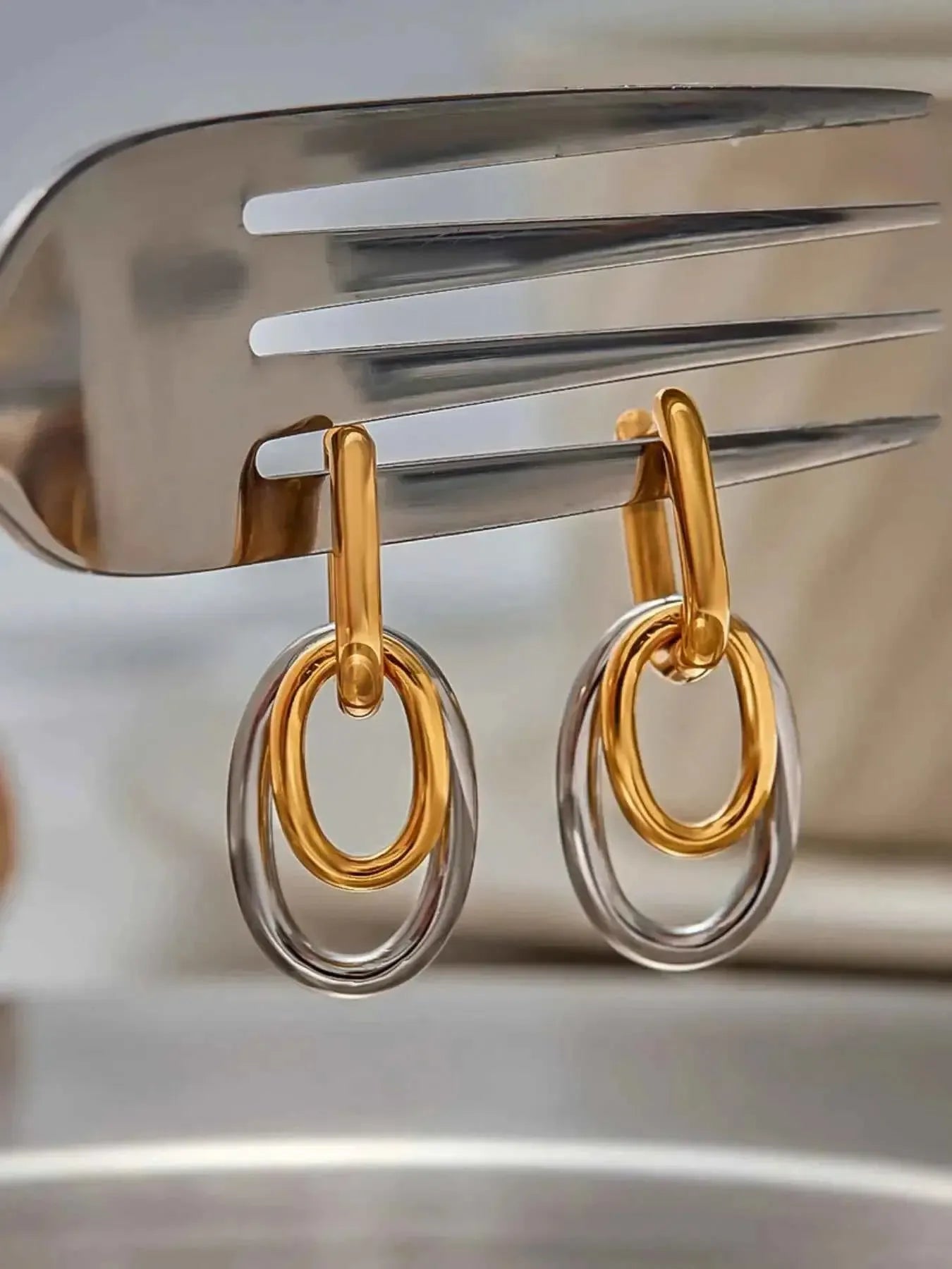 Modern Mixed-Metal Hoop Earrings