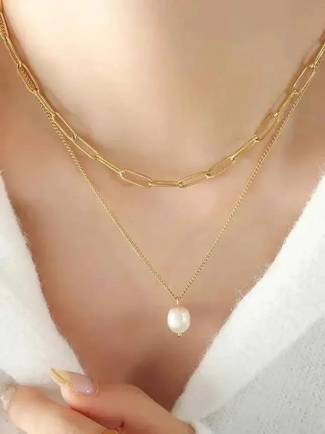 Freshwater Pearl Layered Chain Necklace