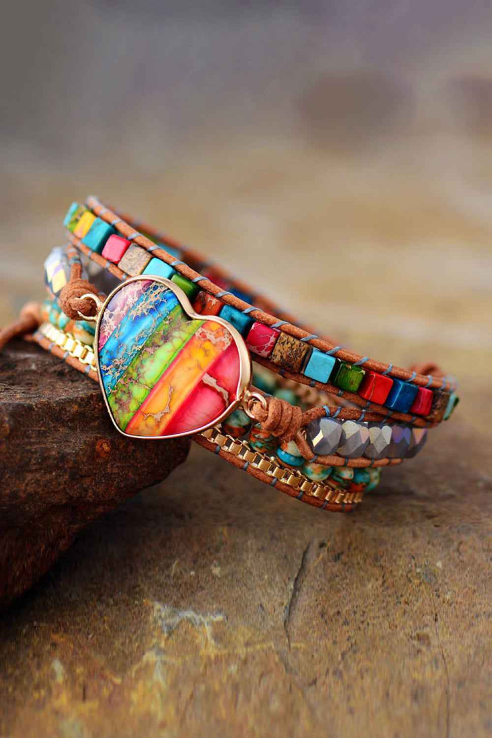 Hypoallergenic Jasper-Crystal Layered Jewelry