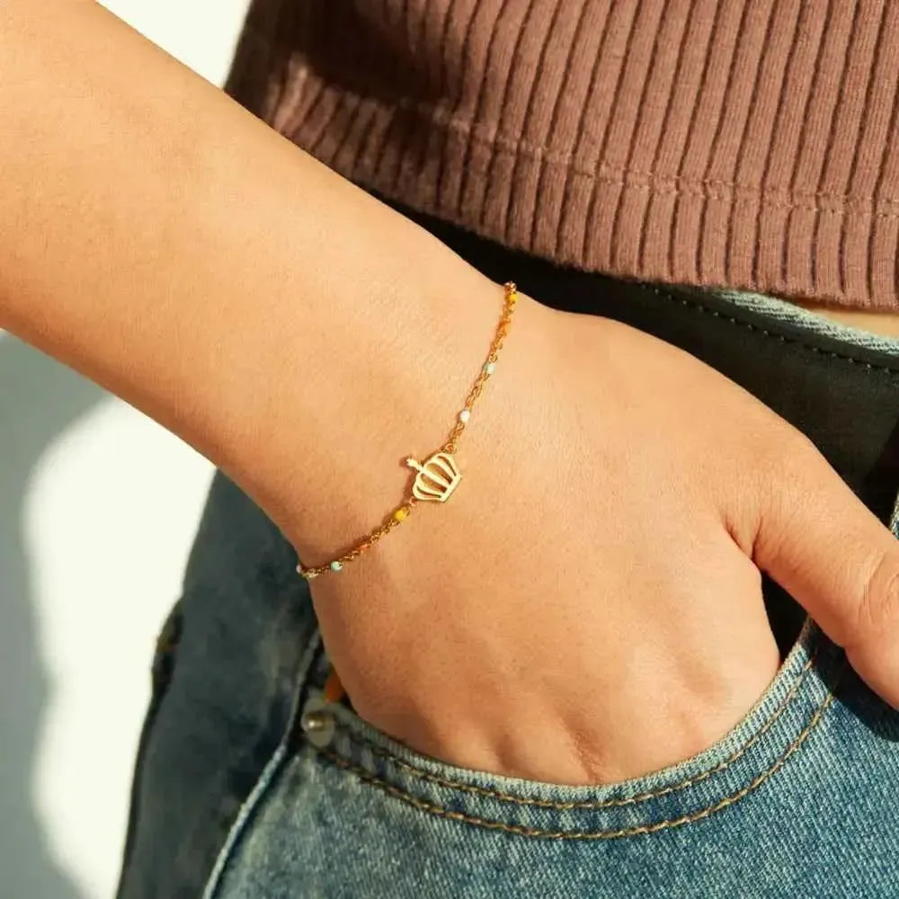 Crown Bead Gold-Plated Bracelet