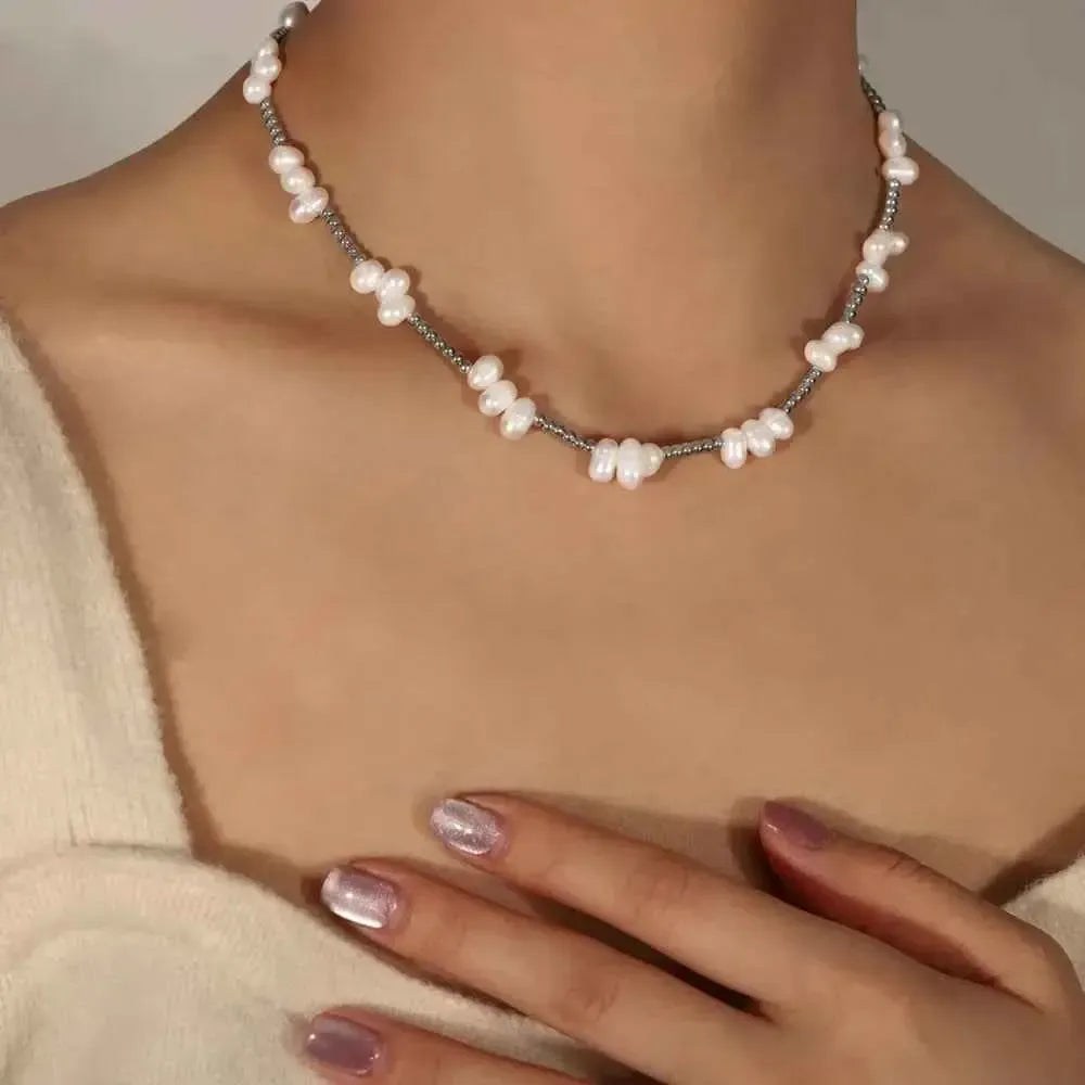 Gold-Plated Pearl Bead Chain Necklace