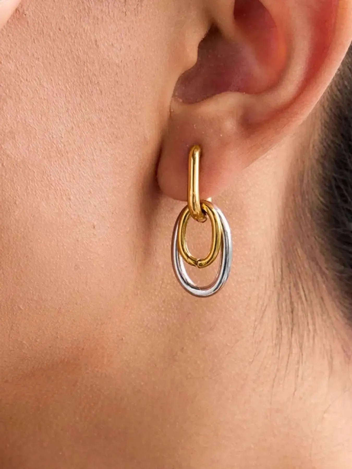 Modern Mixed-Metal Hoop Earrings