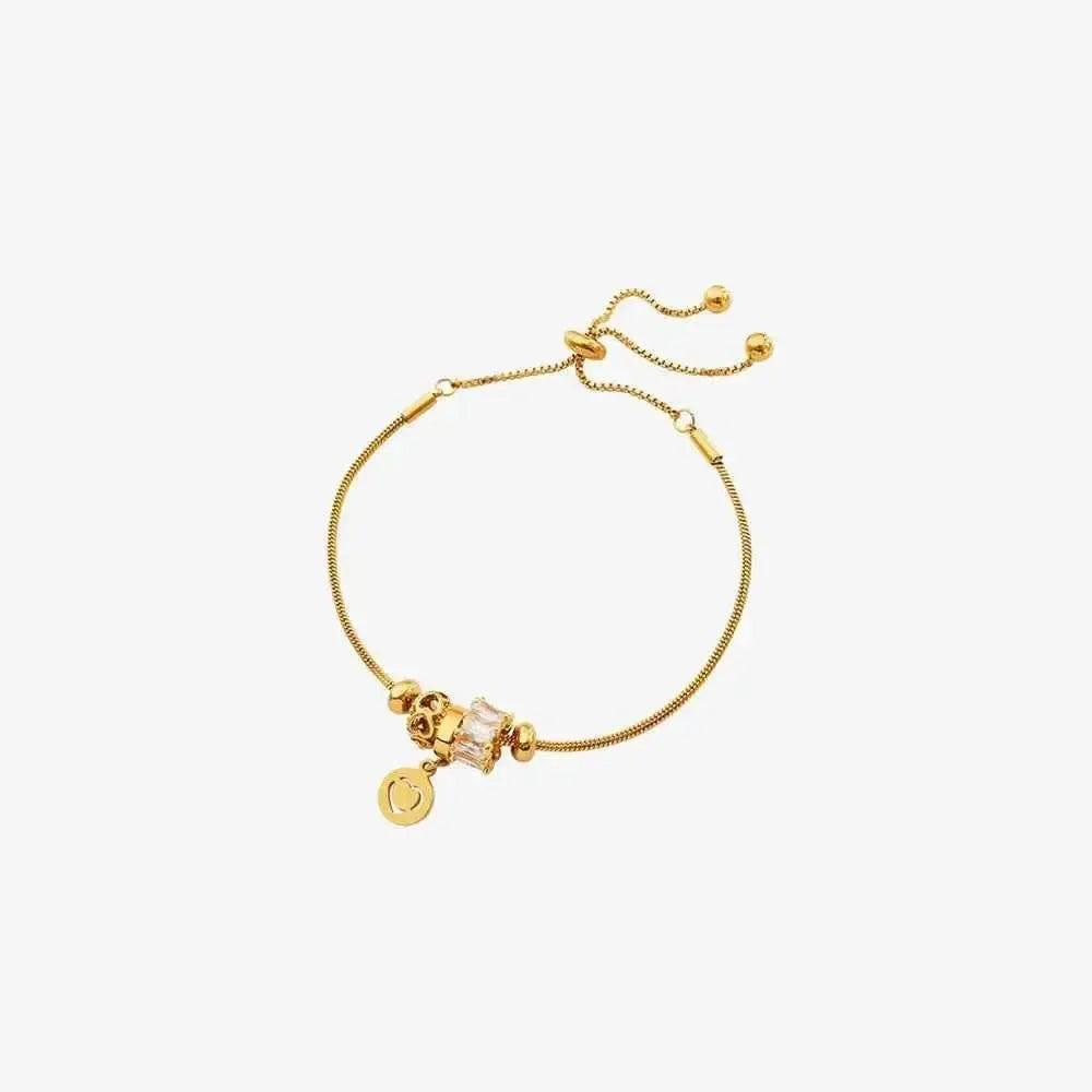 Gold‑Plated Heart Charm Bracelet