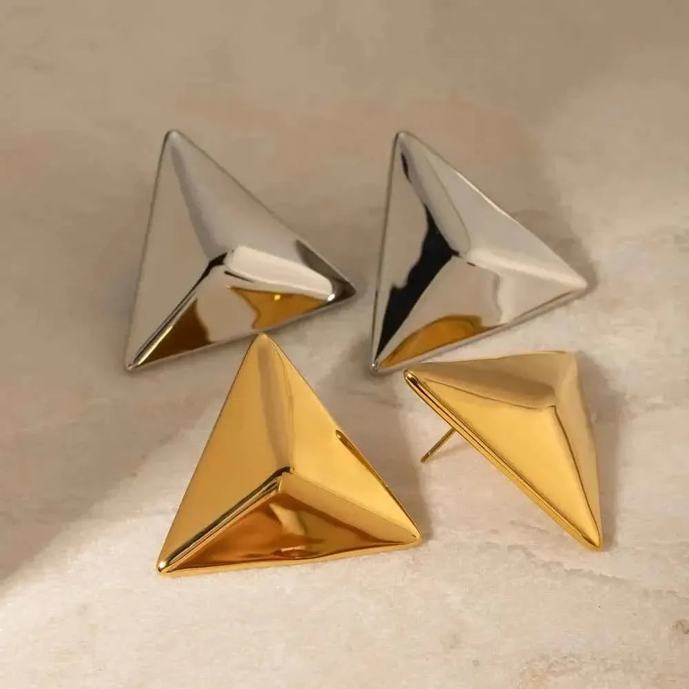 3D Triangle Stainless Steel Earrings