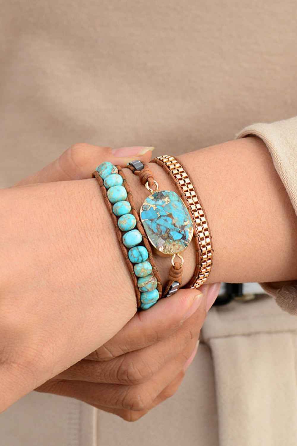 Handmade Copper Gemstone Wristband
