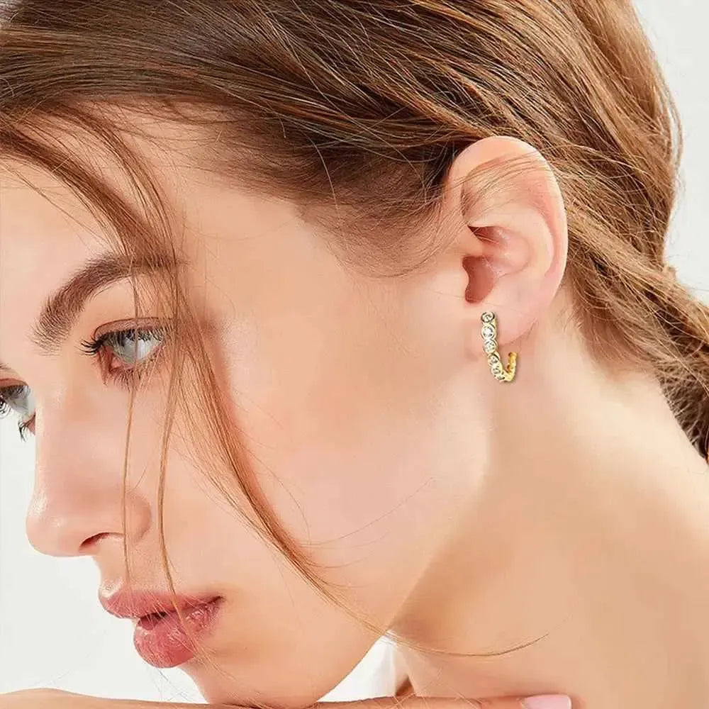 Luxe Sterling Silver C-Hoop Studs