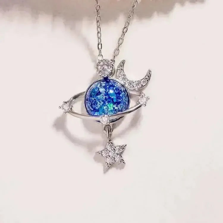 Dreamy Moon & Star Zircon Pendant