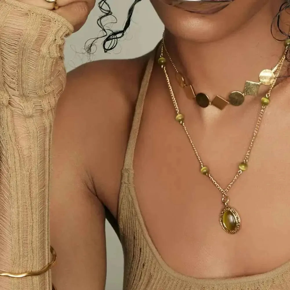 Copper Crystal Pendant Necklace
