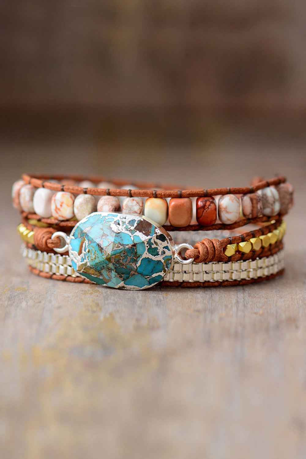 Handmade Copper Gemstone Wristband