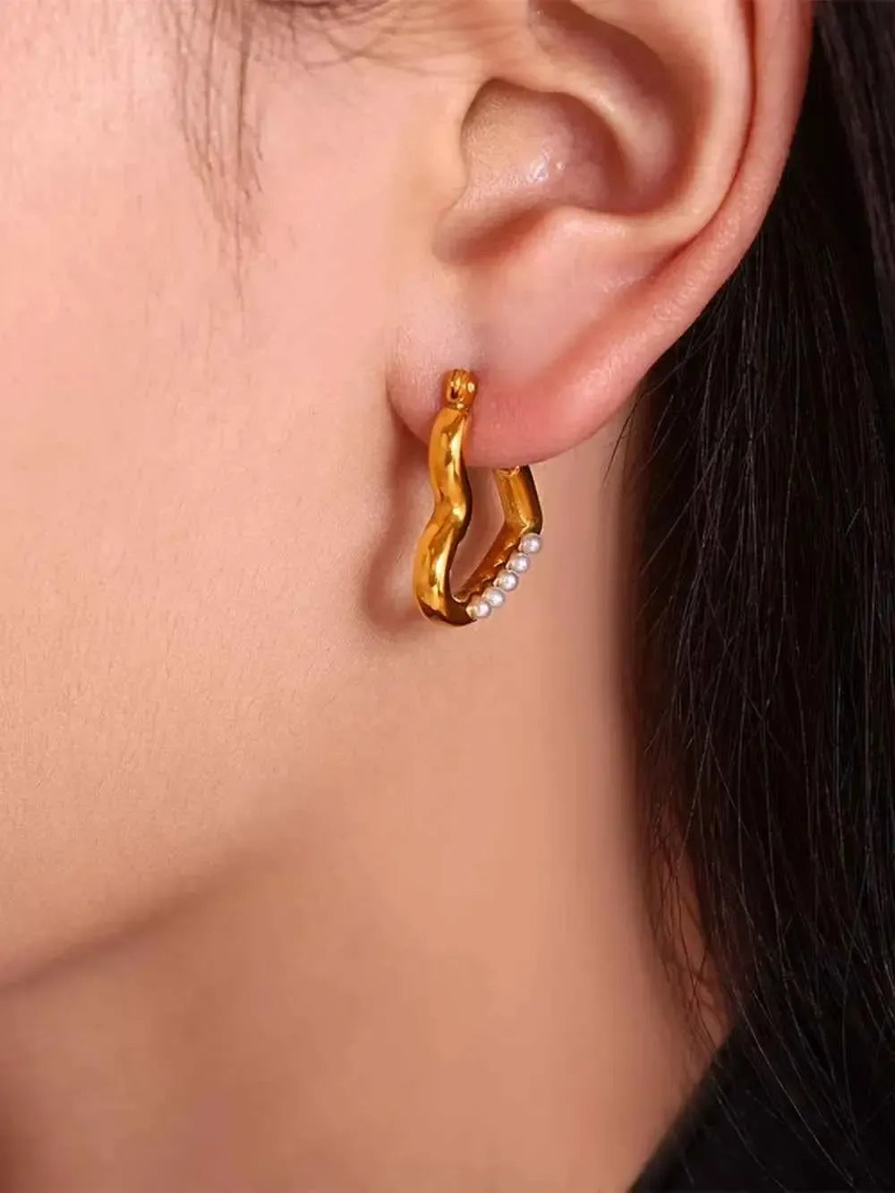 Modern Steel Heart-Shaped Studs
