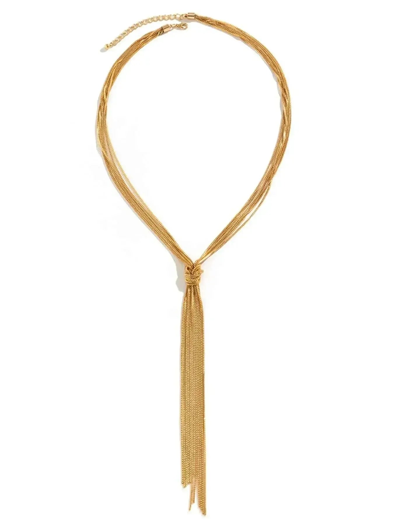 Twisted Knot Chain Tassel Necklace