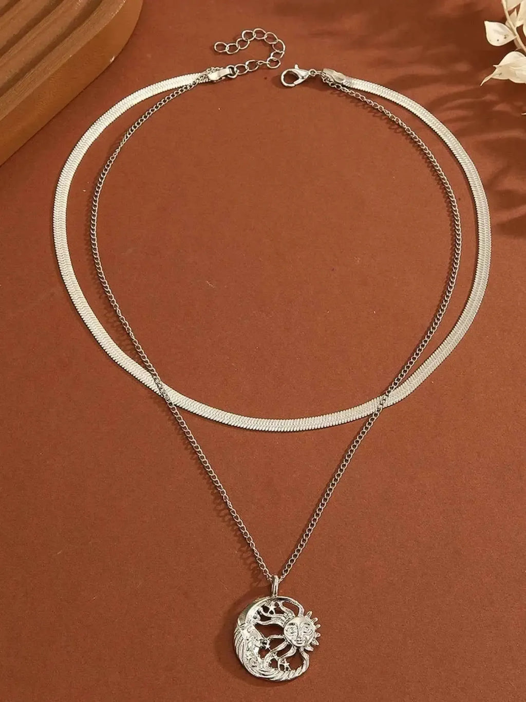 Celestial Duo – Double Layer Sun & Moon Necklace