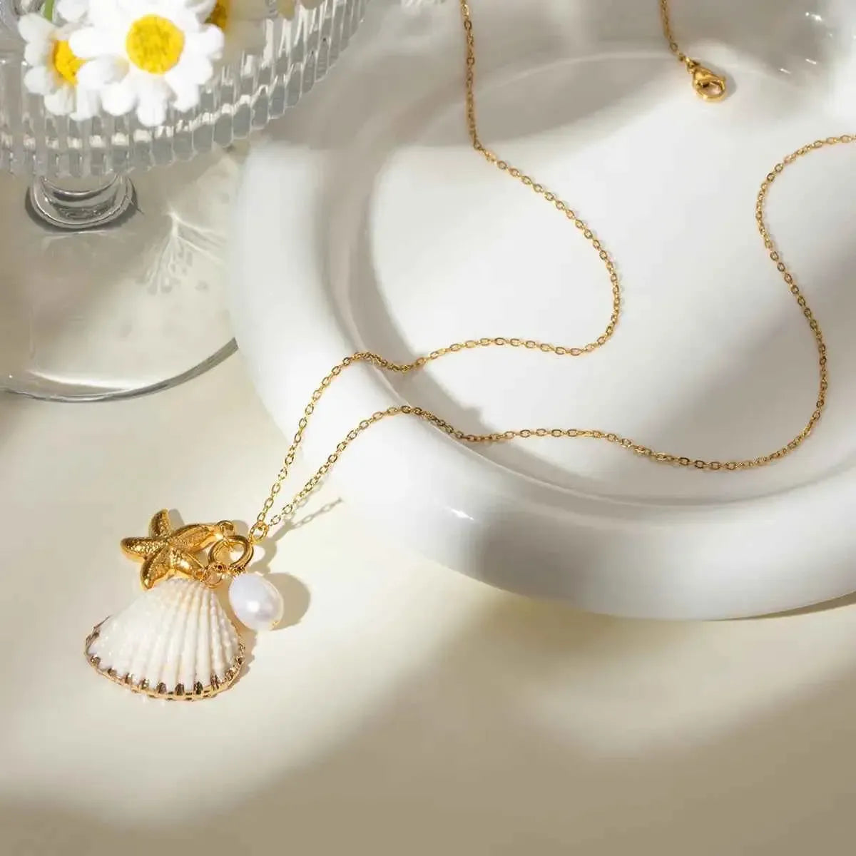 Coastal Chic Pearl Shell Necklace