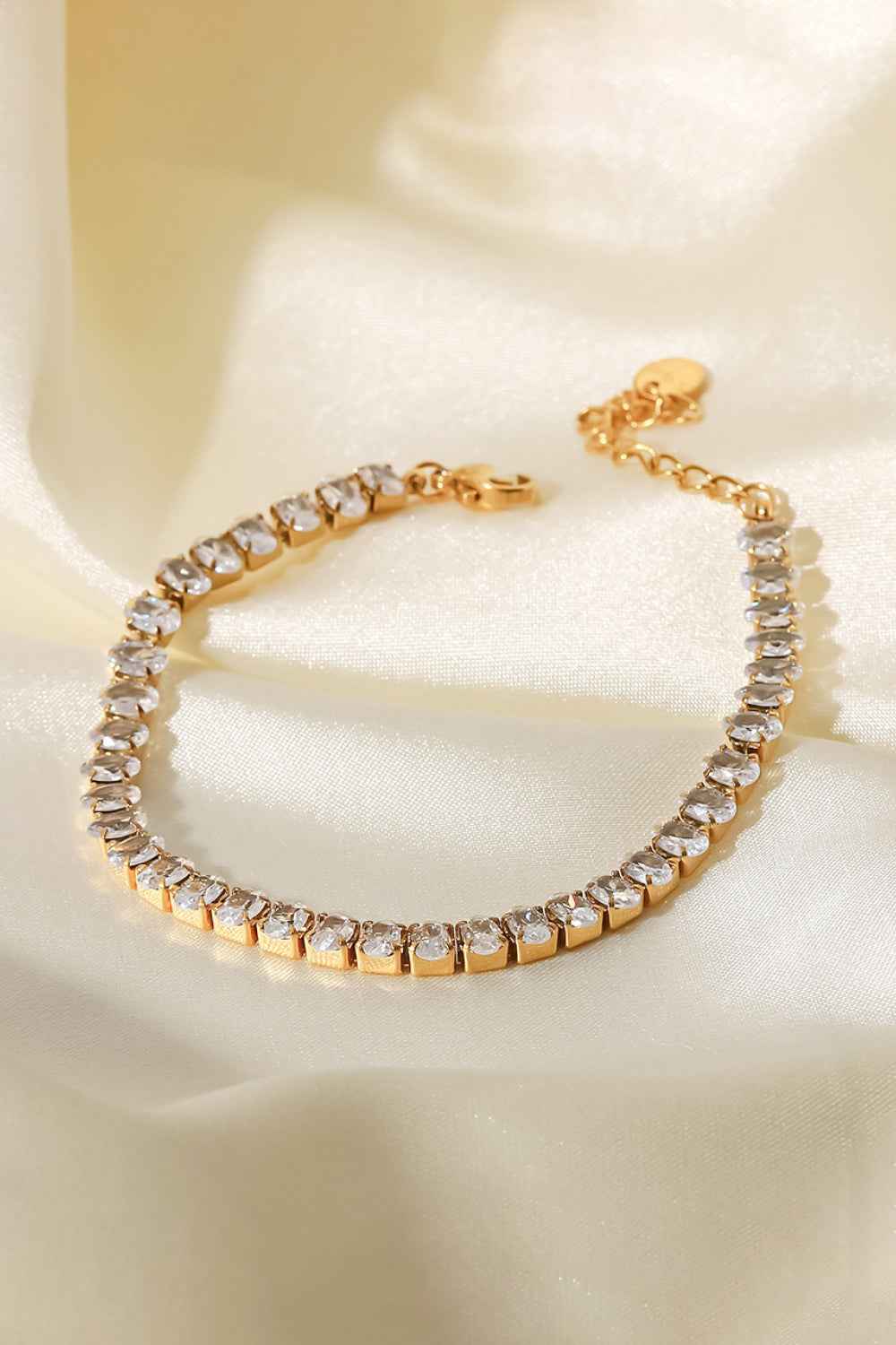 Sparkling Zircon Gold Chain Bracelet