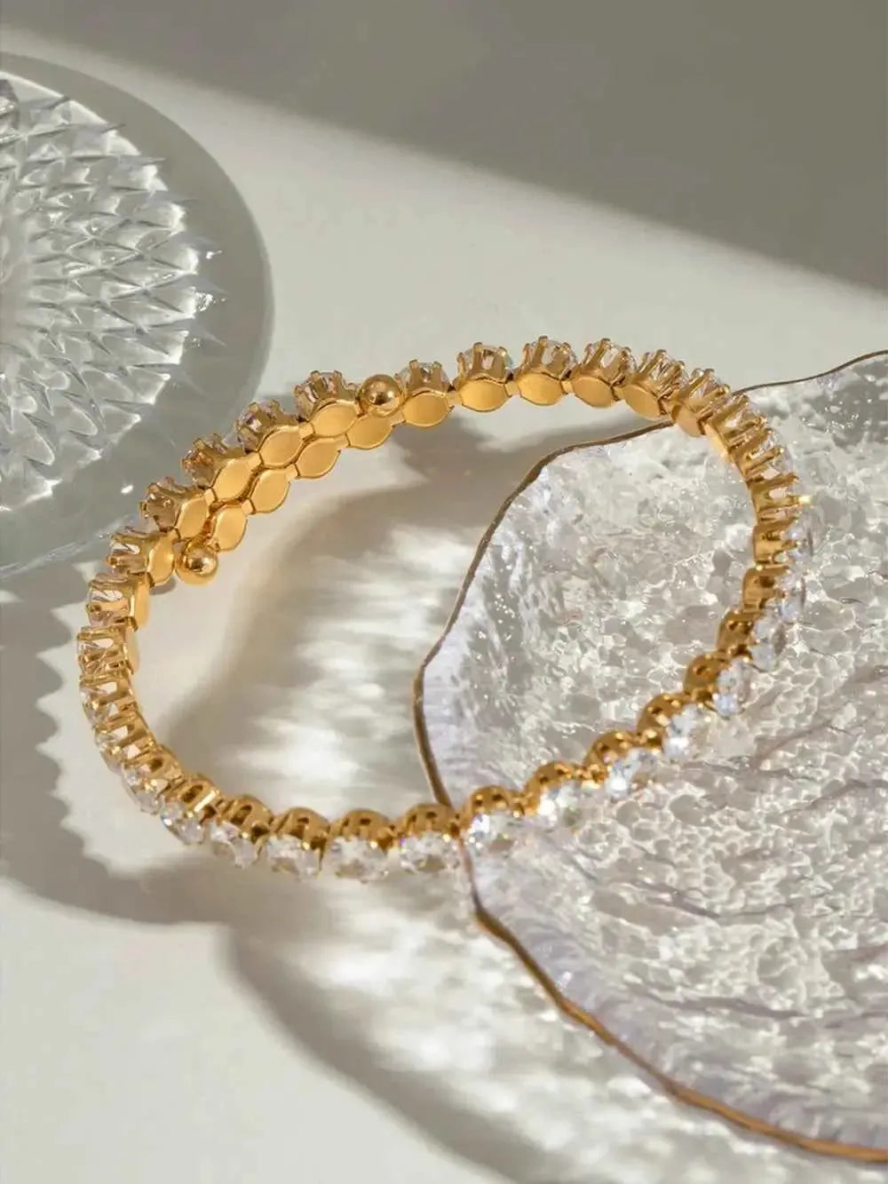 Dainty Zircon Accent Gold Bracelet