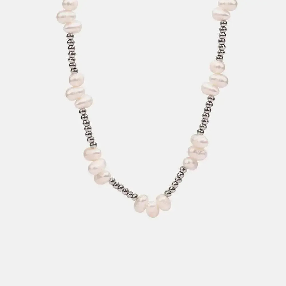 Gold-Plated Pearl Bead Chain Necklace